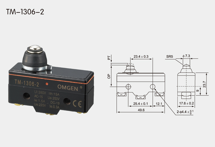 TM-1306-2 防浸型微動(dòng)開關(guān)尺寸圖